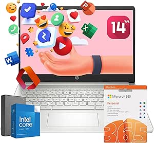 HP Newest Essential 14 Everyday Laptop with Free AI-Powered Microsoft 365, 16GB RAM, 640GB Storage(512GB PCIe SSD and P-100 128GB External Drive), Intel 4-Core Processor, 14" HD Display, Windows 11