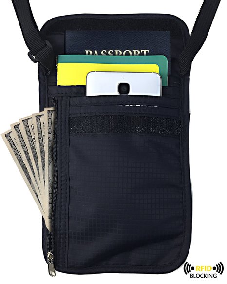 RFID Blocking Neck Wallet Passport Holder Stash Hidden Security Neck Pouch and Travel Wallet