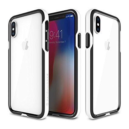 iPhone X Bumper Case, Patchworks Level Silhouette Series in White - [Frame Protection] No Bulk [Air Pocket Interior] Thin Lightweight Triple Layer Protection Slim Frame Rugged Cover