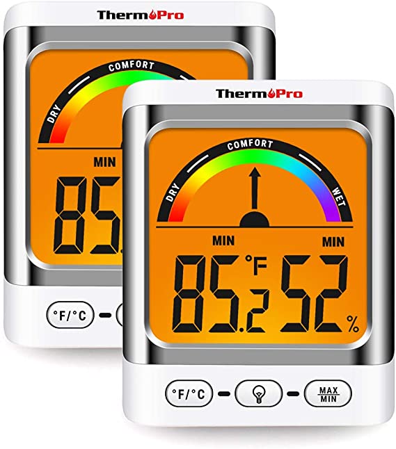 ThermoPro TP52-2 Digital Hygrometer Indoor Thermometer Temperature and Humidity Gauge Monitor Indicator Room Thermometer with Backlight LCD Display Humidity Meter