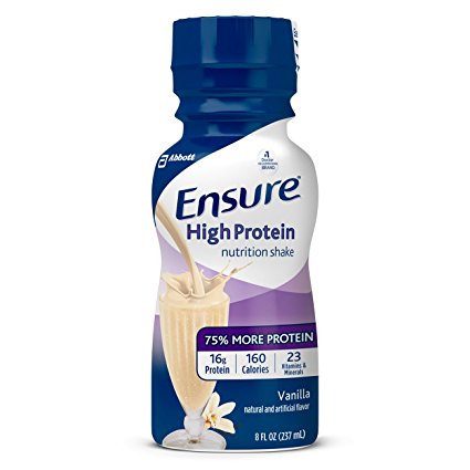 Ensure High Protein Nutrition Shake with 16 grams of high-quality protein, Meal Replacement Shakes, Low Fat, Vanilla, 8 fl oz (24 Count)