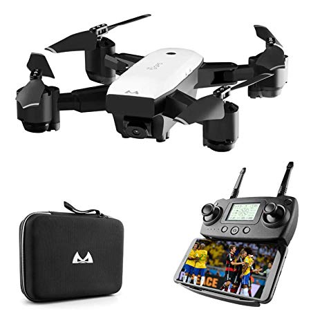 FPV Drone with 1080P HD Camera Live Video and GPS Satellite Positioning, Foldable Quadcopter with Adjustable Wide Angle Camera, Follow Me, Headless Mode, Long Flying Time, Selfie Drone, Carrying Bag