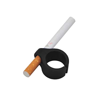 Voberry 1 PC Silicone Ring Finger Hands Free Stretchy Rack Cigarette Holder Protect Your Finger For Regular Smoking Smoker, Console Gamers Guitar Players and Driving (Black)