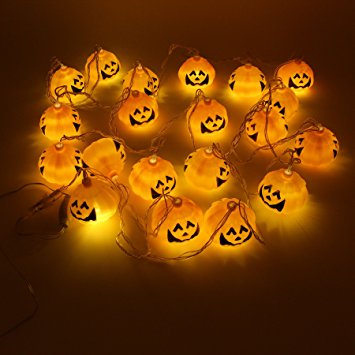 Halloween Jack O Lantern Pumpkin String Lights Waterproof Copper Wire 20 LEDs for Halloween Decoration Indoor, Outdoor, Patio, Hallway, Trees-18.8 Ft