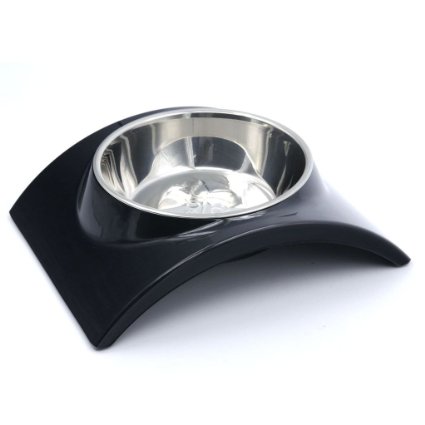 SuperDesign Rainbow Collection, Raised Stainless Steel Bowl in a Melamine Stand, Non-Skid Rubber Bottom, for Dog or Cat