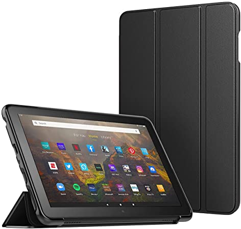 MoKo Case Fit All-New Kindle Fire HD 10 & 10 Plus tablet (11th generation, 2021 release) Case, Soft TPU Translucent Frosted Back Cover Slim Smart Shell, Auto Wake/Sleep, Black