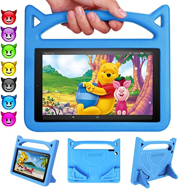 New Fire HD 10 Tablet Case 2019/2017/2015 - Light Weight Shock Proof with Stand Kid Proof Cover Kids Case for All New Fire HD 10 Tablet(5th/7th/9th Generation, 2015/2017/2019 Released (Blue)