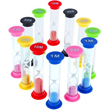 12 Pcs Faburo Hourglass Sand Timer for Baby Playing Home Decor Cooking Exercising Timing 30sec / 1min / 2mins / 3mins / 5mins / 10mins 6 Colors