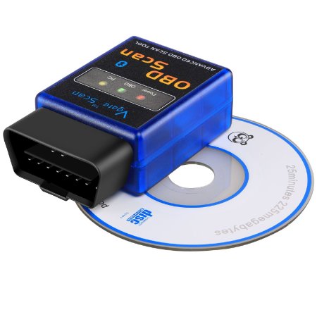 Car Vehicle Bluetooth OBD2 OBDII Scan Tool Amtake™ 16 Pin Scanner Adapter Code Reader Check Engine Light Diagnostics for Android Compatible with Torque Pro