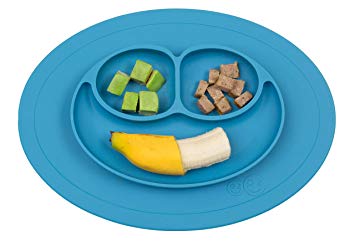 ezpz Mini Mat - One-Piece Silicone placemat   Plate (Blue), One Size