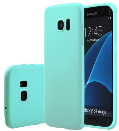 Galaxy S7 Edge Case, E LV Galaxy S7 Edge Case Cover - E LV Soft Slim Fit Flex Shock-Absorption Bumper Case for Samsung Galaxy S7 Edge with 1 E LV Microfiber - MINT