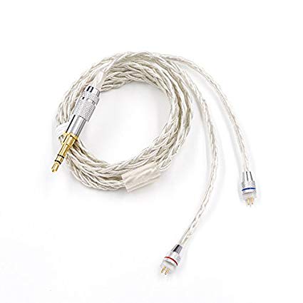 KZ Upgraded 2 Pin Silver Plate Replacement Cable for KZ ZST/ZST Pro/ED12/ZSR/ZS10/ES3 Quad Driver Earphones Headset Braided silver plated Wire Upgrade Earphone Cable 0.75mm Pin DIY Detachable Audio Co