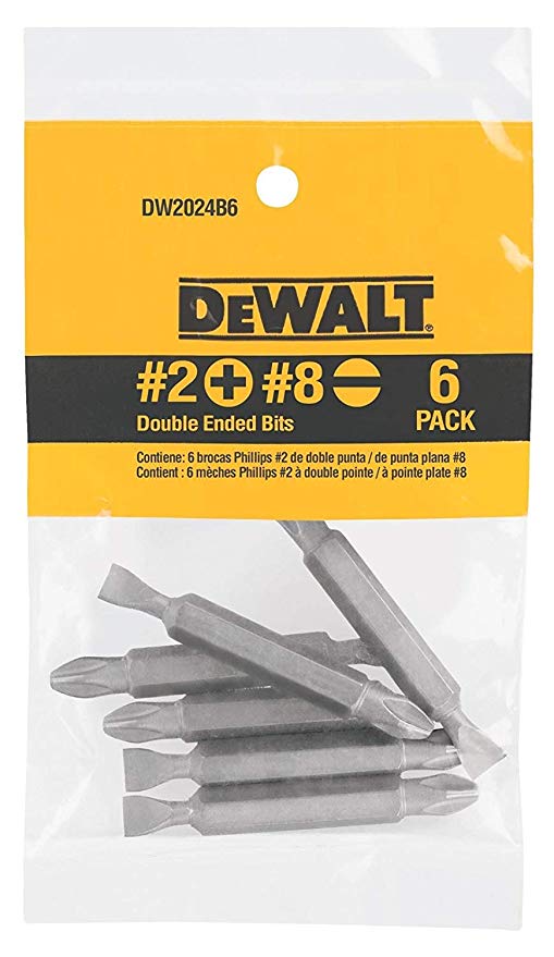 DEWALT DW2024B6 No. 2 Phillips/No. 8 Slotted Double Ended Bit, 6-Pack (3)