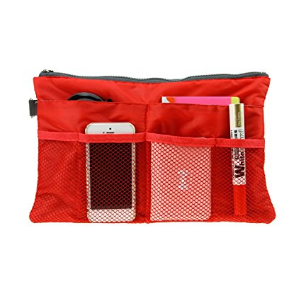 FakeFace Multi-funtional Nylon Zipper Travel Handbag Pouch / Bag in Bag / Insert Organizer / Cosmetic Toiletry Bag Pocket / Makeup Bag / Tidy Bag Rose