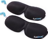 EyeSnug PACK OF 2 Contoured Sleep Mask - Luxury Eye Masks with Comfortable Ear Plugs and Carry Pouch - Best Luxury 3D Sleep Mask for Travel and Home