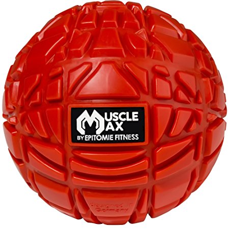 Muscle Max Massage Ball - Deep Tissue Massager For Trigger Point, Myofascial Release & Self Massage Comes With Travel Bag - Red