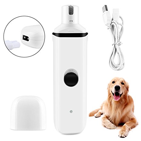 ONSON Dog Nail Grinder - Electric Nail Trimmer For Dogs Cats and Small Medium Pets - For Gentle and Painless Paws Grooming for Rabbits and Birds - Rechargeable and Portable - Includes USB Wire