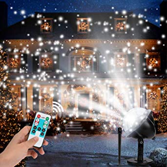 MUCH Decorative Lighting Projectors with Remote ControlPatterns Waterproof Dynamic Lighting Landscape Led Projector Light for Christmas Holiday Decoration (Snow Pattern)