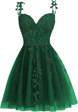 Dessiny Junior's Spaghetti Straps Short Prom Dresses Lace for Teens 2024 Tulle Homecoming Dress Cocktail Gowns DE04