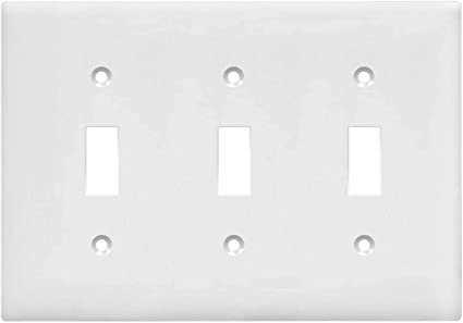 ENERLITES Toggle Light Switch Wall Plate, Size 3-Gang 4.50" x 6.38", Unbreakable Polycarbonate Thermoplastic, 8813-W, White