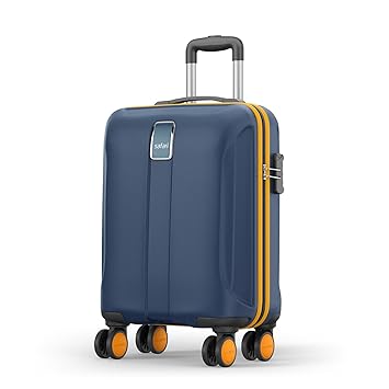 Safari Thorium Neo 8 Wheels 55 Cm Small Cabin Trolley Bag Hard Case Polycarbonate 360 Degree Wheeling System Luggage, Trolley Bags for Travel, Suitcase for Travel, Graphite Blue