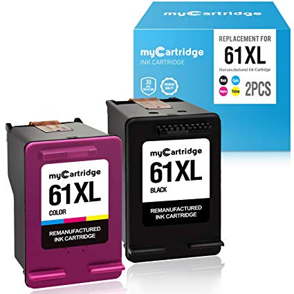 myCartridge Re-Manufactured Ink Cartridge Replacement for HP 61XL 61 XL Envy 4500 5531 5530 Deskjet 1010 3050A 1056 3510 2540 Officejet 4635 4630 4632 Printer 1 Black 1 Tri-Color (2-Pack)