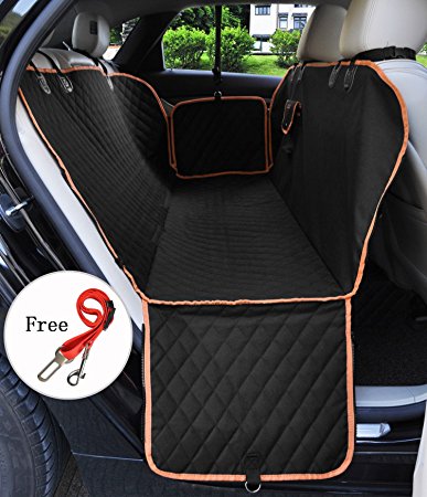 Pet Seat Cover for Cars - Black Waterproof Nonslip Hammock Style Dog Back Seat Cushion for Truck SUV Van Auto Vehicle