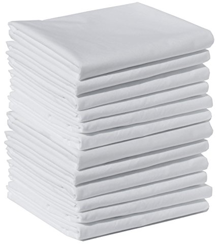 Polycotton Bulk Pack of 12 Standard Size Pillowcases, White, 200 Thread Count, 21"x30" (Fits 20" X26" pillow), 1 Dozen, Perfect for Physical Therapy Clinics, Hotels, Camps