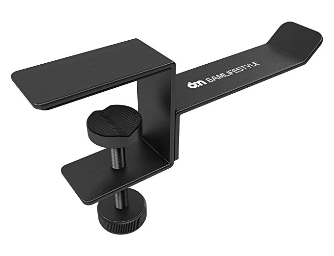 Headphone Headset Holder - 6amLifestyle Headphone Stand Universal Metal Headphone  Hanger Clip with Adjustable Clamp for Computer Desk Black