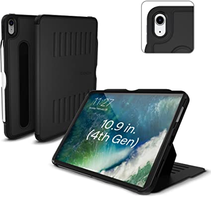 ZUGU CASE (New Model) The Alpha Case for 10.9 Inch iPad Air Gen 4 (2020 ONLY) - Protective, Ultra Thin, Magnetic Stand, Sleep/Wake Cover (Fits Model #s A2072, A2316, A2324, and A2325) - Black