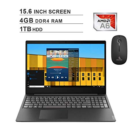 2020 Newest Lenovo Premium IdeaPad S145 15.6 Inch Laptop (AMD A6-9225 up to 3.1GHz, 4GB DDR4 RAM, 1TB HDD, AMD Radeon R4, Webcam, Windows 10 S) (Black)   NexiGo Wireless Mouse Bundle