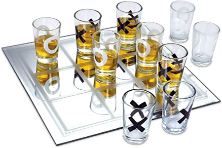 KOVOT Shot Glass Tic Tac Toe Game – 10 FULL-SIZED Shot Glasses Included