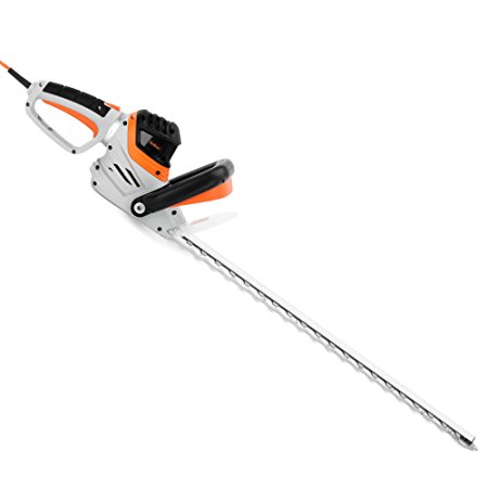 VonHaus Rotating Handle Electric Hedge Trimmer, 61cm Blade Length - Bush Cutter with 710W Power, Protective Cover, Safety Trigger & 10m Power Cable