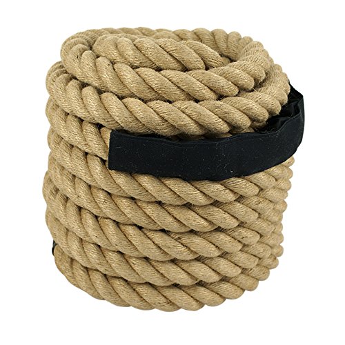 ZENY Twisted Manila Rope 1.5" X 50 FT Fitness/Undualation Workout Climbing Jump Battle Rope 3 Strand w/Shirk End Caps