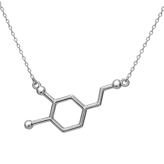 Sterling Silver Dopamine Molecule Necklace by Silver Phantom Jewelry