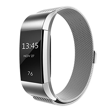 Fitbit Charge 2 Strap Bands AdePoy Milanese Stainless Steel Adjustable Replacement Accessories Bracelet Strap with Magnetic Metal Lock for Fitbit Charge 2