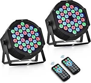 CO-Z Stage Lights, 36 LED Par Lights with Remote, DMX Controller Compatible DJ Lights, Party Lights for Event Wedding Bar Club Music Dance Show Stage Lighting, 2 Pack