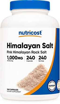 Nutricost Pink Himalayan Salt Capsules 1000mg, 390mg Sodium, 240 Capsules - Non-GMO, Gluten Free