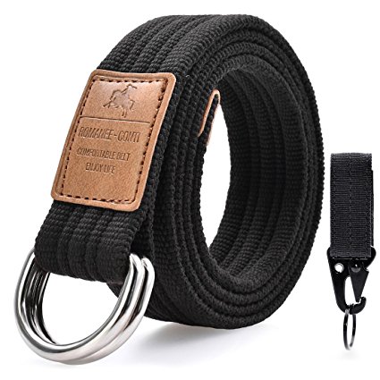 Mens Canvas Web Belts Military Double Loop Buckle Belt Casual Unisex 51"Long