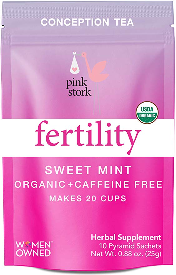 Pink Stork Fertility Tea: Sweet Mint, USDA Organic, Fertility   Hormones   Cycle, Women-Owned, 20 Cups