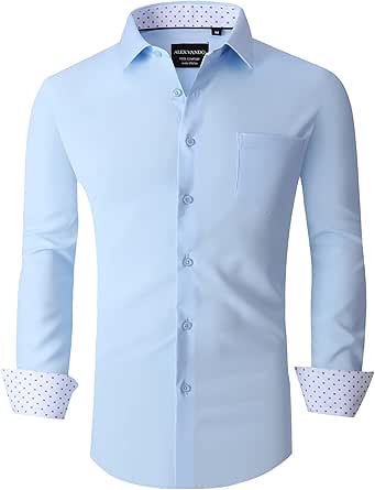 Alex Vando Mens Dress Shirts Regular Fit Long Sleeve Stretch Business Dress Shirts for Men