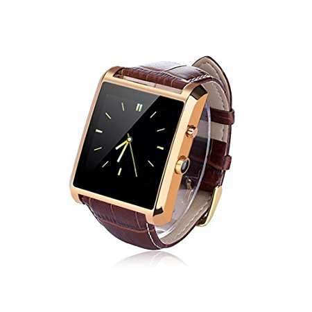 Yarrashop® Smart Watch,Luxurious Bluetooth 4.0 Smartwatch with Leather Straps WristWatch for Apple iphone IOS ,Android Samsung,HTC,Sony And Huawei Smartphones (Golden)
