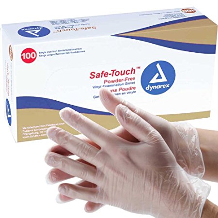 Safe-Touch Powder-Free Vinyl Exam Gloves M Box/100