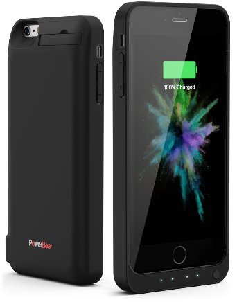 PowerBear iPhone 6S Plus / iPhone 6 Plus (5.5") [Stamina Series] Extended Rechargeable Battery Case with Built in USB PowerBank - 8200mah (2.5X Extra Battery) - Black [Screen Protector Included]