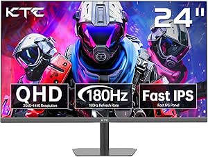 KTC Gaming Monitor 24 Zoll, 180Hz, 2K QHD 2560 x 1440p Fast IPS 1ms Monitore, G-Sync & FreeSync, HDR10 126% sRGB PC Bildschirm, Blaulicht Reduktion, VESA, HDMI 144Hz, DP 180Hz, Q24T09