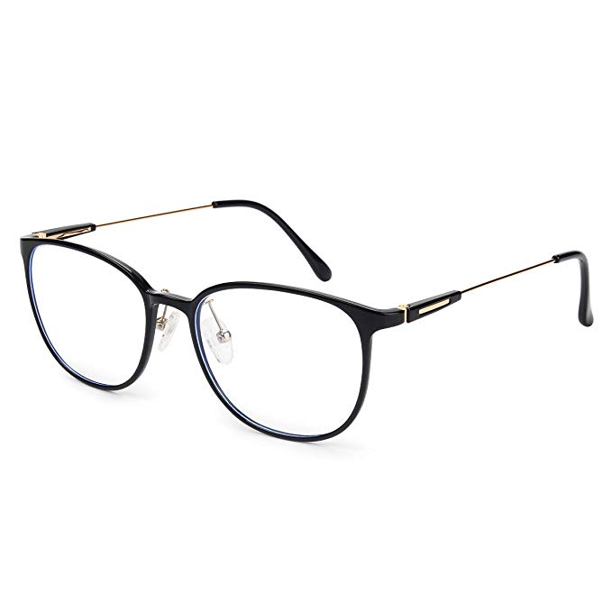 Livho Stylish Clear Lens Eyewear Frame Blue Light Blocking Glasses for Computer Harmful Ray UV Blocker (Gold Black)