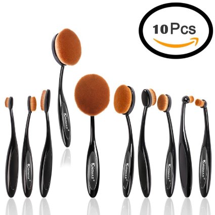 Makeup Brush Set, KINGMAS® Professional 10pcs Soft Oval Makeup Brushes Powder Blush Foundation Concealer Make Up Brush Cosmetics Tool Set