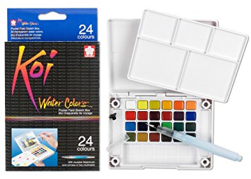 Sakura XNCW-24N 24-Piece Koi Assorted Water Colors Field Sketch Set with Brush