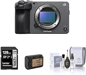 Sony Alpha FX3 Full-Frame Cinema Line Camera Bundle, with 128GB SD Card, Extra Battery with USB-C Charging Port, Care Cleaning Kit for Digital Video Full Frame Camera (4 Items)