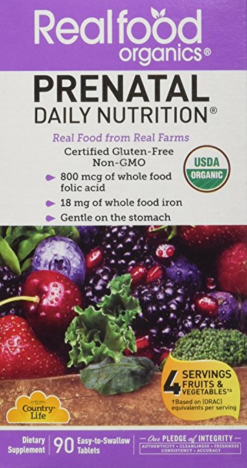 Country Life Real Food Organics Prenatal Multivitamin Tabs, 90 ct